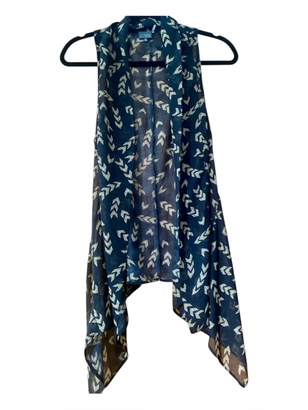Sparkle & Fade Urban Outfitters Sheer Chiffon Draped Vest Geometric Print M